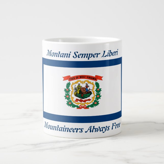 Caneca De Café Grande West Virginia Flag e Motto 20 oz Mug (Frente)