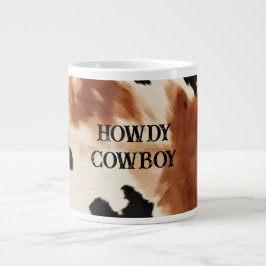 Caneca De Café Grande Western Brown Cream Animal Cowhide