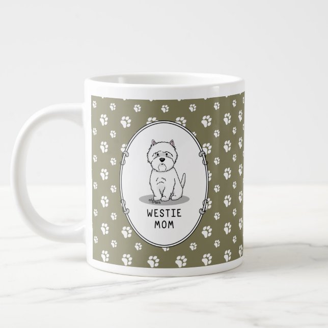 Caneca De Café Grande Westie Mãe - West Highland White Terrier Dog Mãe (Esquerda)
