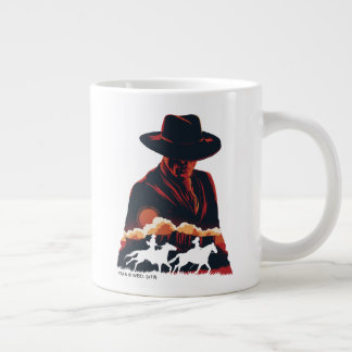 Caneca De Café Grande Westworld | Homem na Silhueta do Deserto Negro