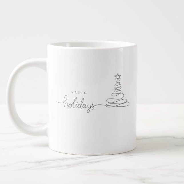 Caneca De Café Grande Whimsical Christmas Mug – Cheerful Holiday Coffee  (Esquerda)