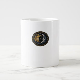 Caneca De Café Grande Whimsigoth Manchou A Lua De Vidro E O Sol Clássico