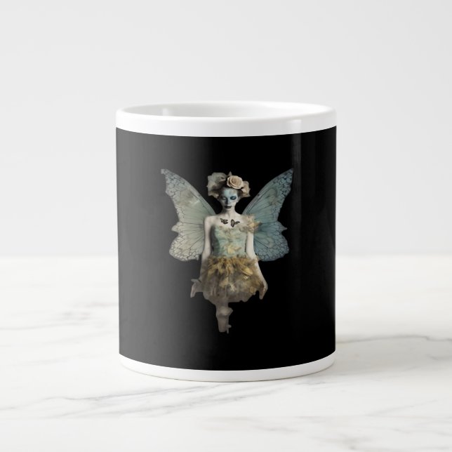 Caneca De Café Grande Whimsigoth Zombie Fada Velha Timey Gótica Moody Ar (Frente)