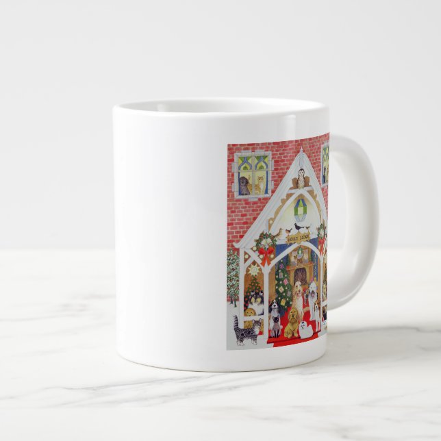 Caneca De Café Grande Whiskers preto e branco (Frente Esquerda)