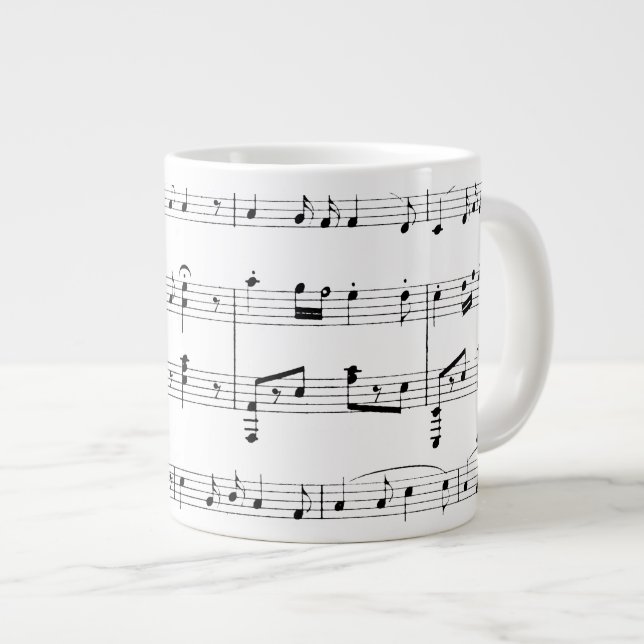 Caneca De Café Grande White Sheet Music (Frente Esquerda)