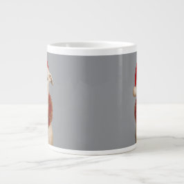Caneca De Café Grande White whippet in Santa hat Christmas 