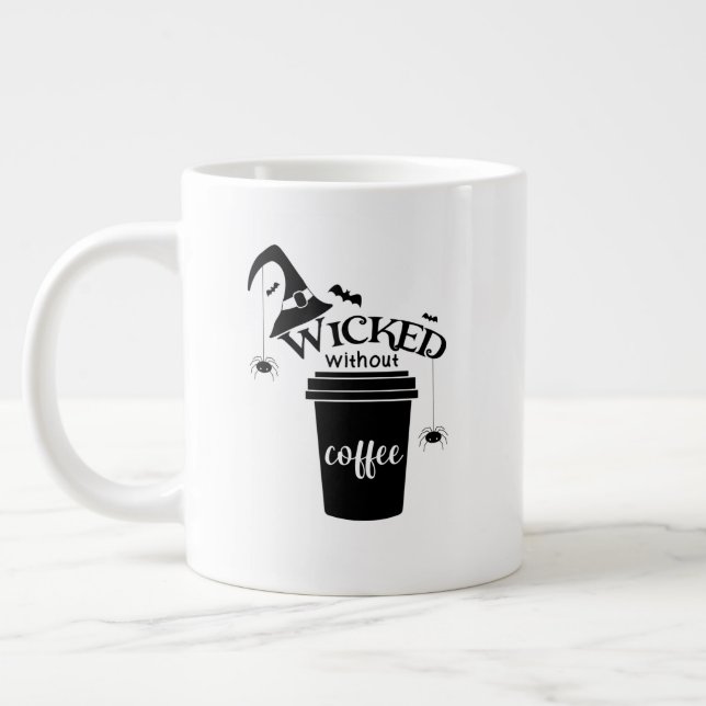 Caneca De Café Grande Wicked Without Coffee – Funny Witchy Coffee Lover  (Esquerda)
