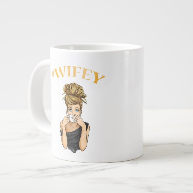 Caneca De Café Grande #Wifey / #Fiance Mugs (Frente Esquerda)