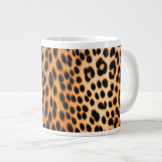 Caneca De Café Grande Wild Leopard Energy – Bold Animal Print Fashion (Frente Esquerda)