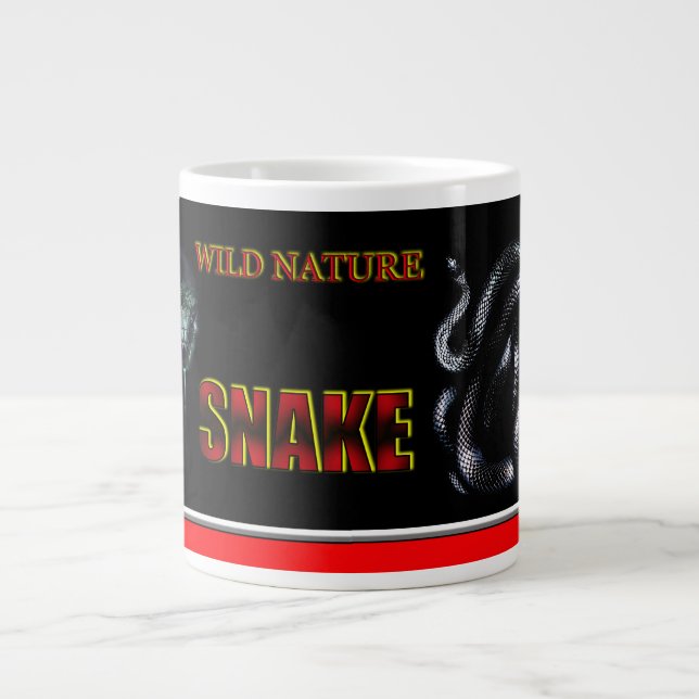 Caneca De Café Grande WILD NATURE - coleção COBRA de design preto (Frente)