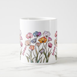 Caneca De Café Grande Wildflower Stained Glass