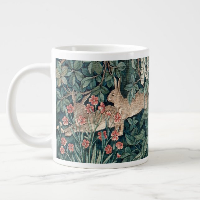 Caneca De Café Grande William Morris Woodland Coelhos de Tapeçaria (Esquerda)