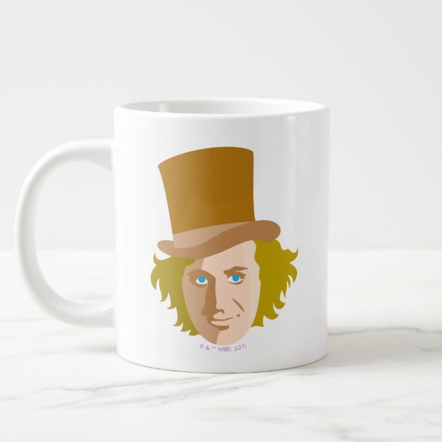Caneca De Café Grande Willy Wonka Stenciled Face Graphic (Esquerda)