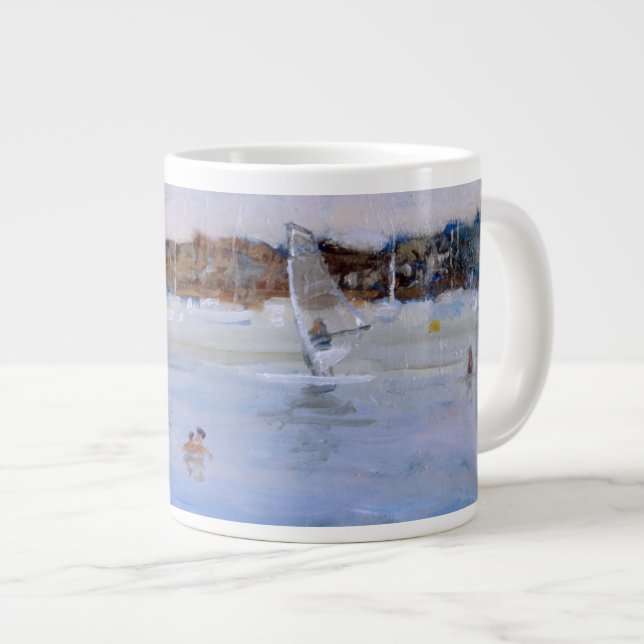 Caneca De Café Grande Windsurfer e Bathers (Frente Esquerda)