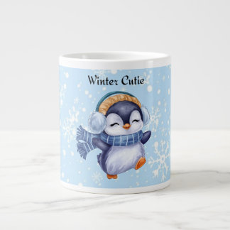Caneca De Café Grande Winter Cutie | Cute Penguin Winter Coffee Mug