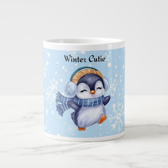 Caneca De Café Grande Winter Cutie | Cute Penguin Winter Coffee Mug (Frente)