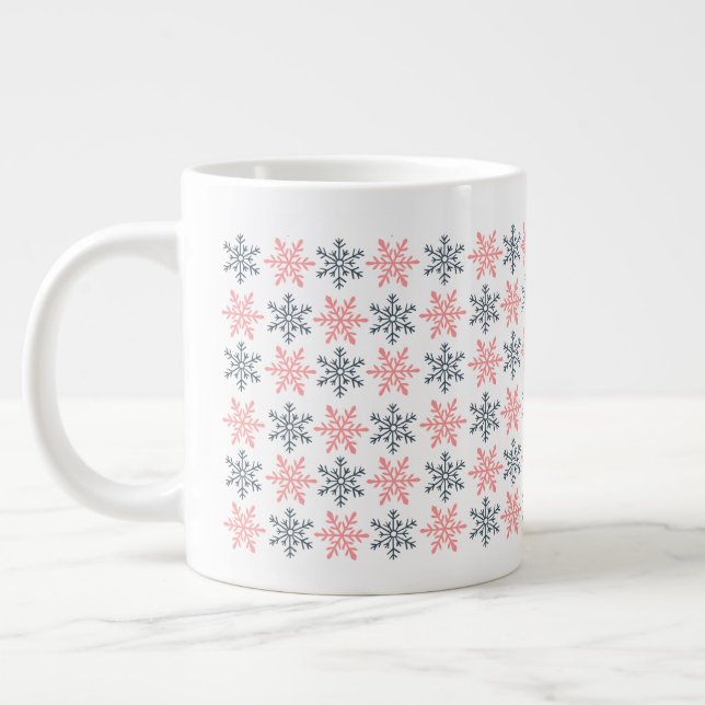 Caneca De Café Grande Winter Snowflake Specialty Mug (Esquerda)