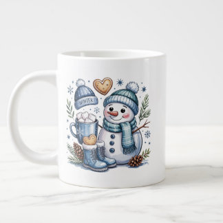 Caneca De Café Grande Winter Snowman Specialty Mug