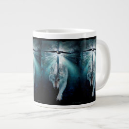 Caneca De Café Grande Wolf & Bald Eagle Jumbo Soup ou Coffee Mug