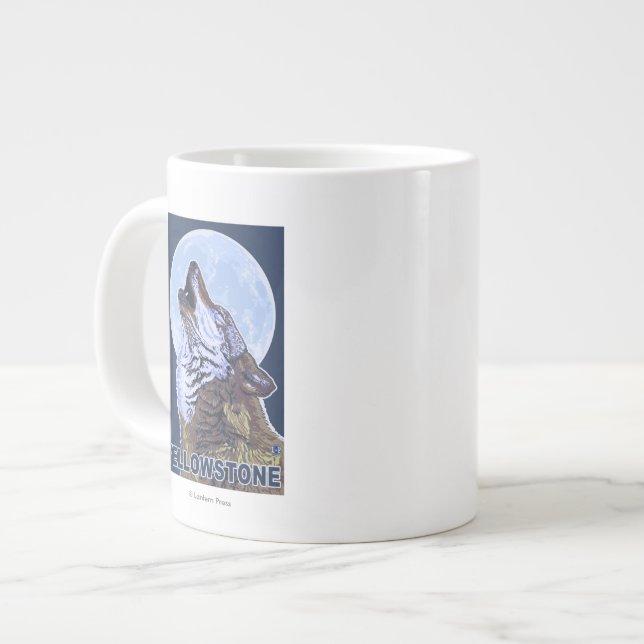 Caneca De Café Grande Wolf de Howling, Yellowstone (Frente Esquerda)