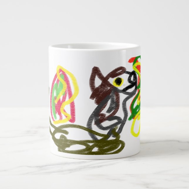 Caneca De Café Grande Wolf feliz outono (Frente)