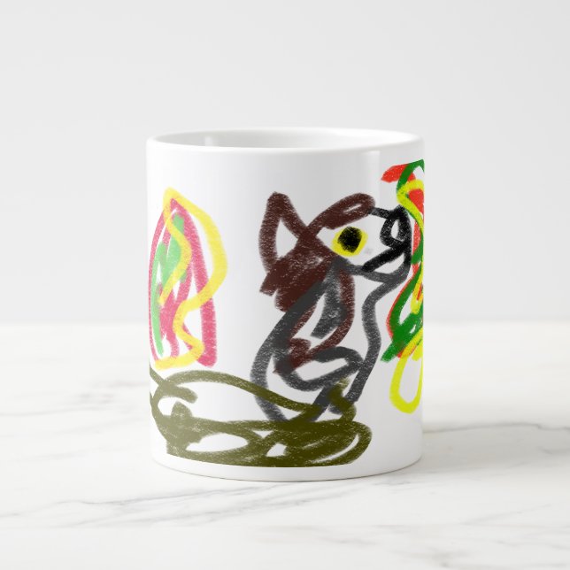 Caneca De Café Grande Wolf feliz outono (Frente)