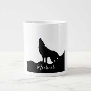 Caneca De Café Grande Wolf Pop Art Seu Nome White Personalizado