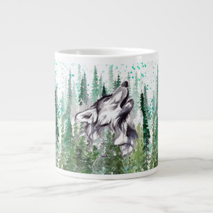 Caneca De Café Grande Wolf Watercolor Lobo-gigante coqueiro