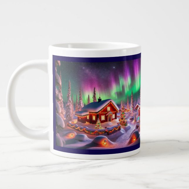 Caneca De Café Grande Wonderland de inverno mágico: aldeia de Papais noe (Esquerda)