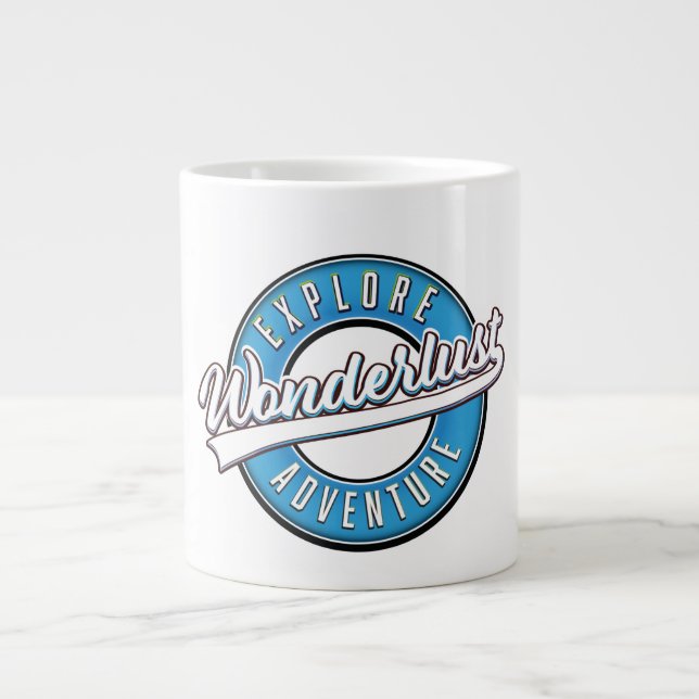 Caneca De Café Grande Wonderlust Explorar Aventura (Frente)