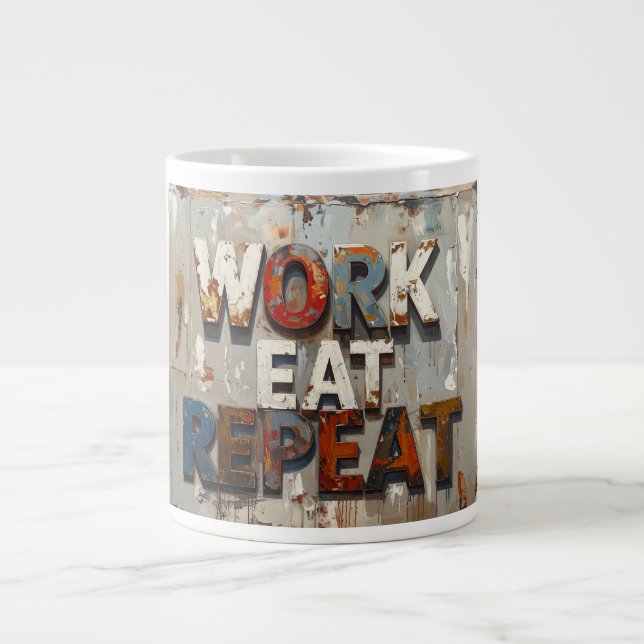Caneca De Café Grande Work eat repeat (Frente)