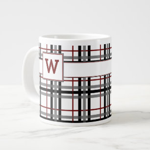 Caneca De Café Grande Xadrez branca e vermelha preta