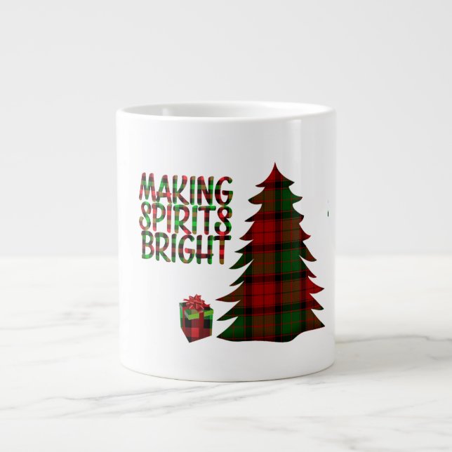 Caneca De Café Grande Xadrez de Árvore de Natal (Frente)