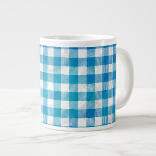 Caneca De Café Grande Xadrez de Buffalo Azul e Branco Verificada