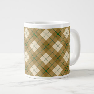 Caneca De Café Grande Xadrez de polarização Dourada com faixa verde