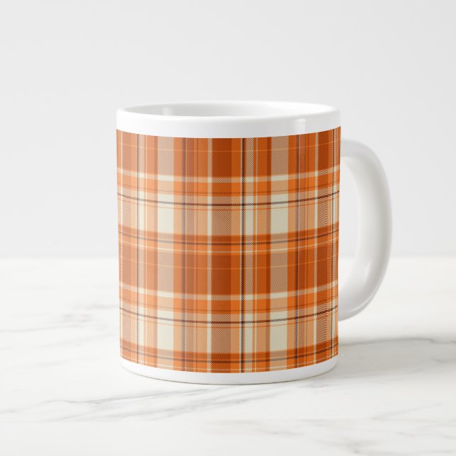 Caneca De Café Grande xadrez laranja (Frente Esquerda)