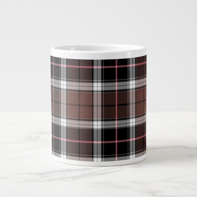 Caneca De Café Grande Xadrez Marrom (Frente)