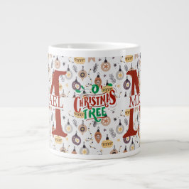 Caneca De Café Grande Xadrez Moderna de Buffalo, Natal Monograma