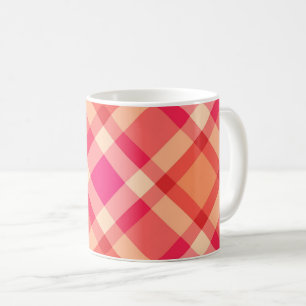 Caneca De Café Grande Xadrez Moderna, Laranja, Coral e Fuchsia, R