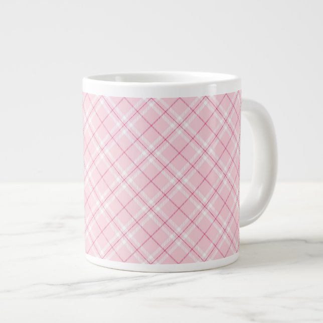 Caneca De Café Grande Xadrez Rosa claro (Frente Esquerda)
