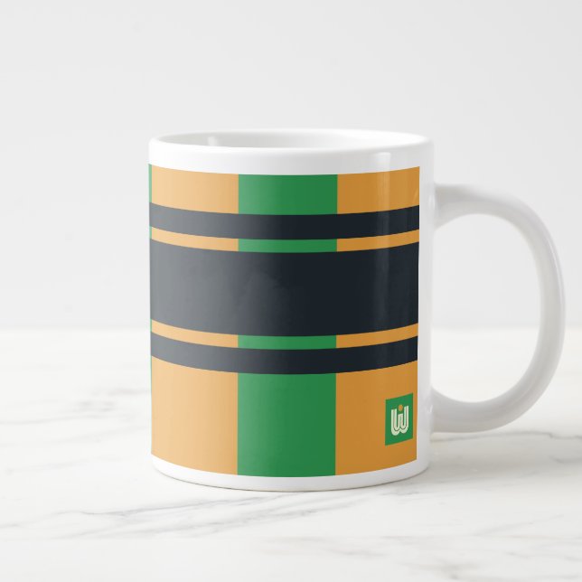 Caneca De Café Grande Xadrez Verde Verde Amarelo Jumbo (Direita)