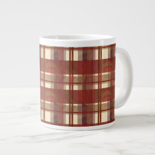 Caneca De Café Grande Xadrez Vermelha