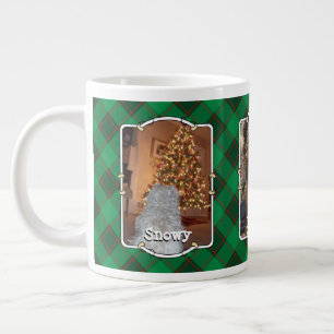 Caneca De Café Grande Xadrez Vermelha e Verde com Quadro de Fotografias 