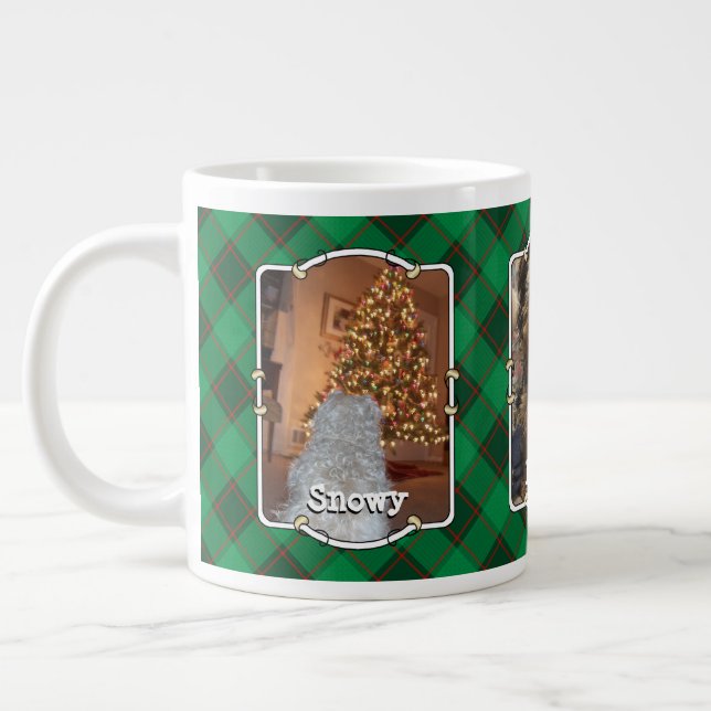 Caneca De Café Grande Xadrez Vermelha e Verde com Quadro de Fotografias  (Esquerda)