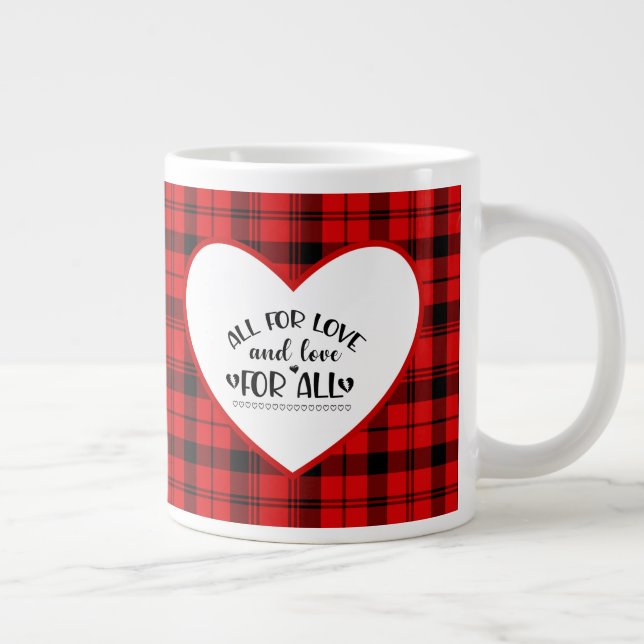 Caneca De Café Grande Xadrez Vermelha Tudo Pelo Amor (Direita)