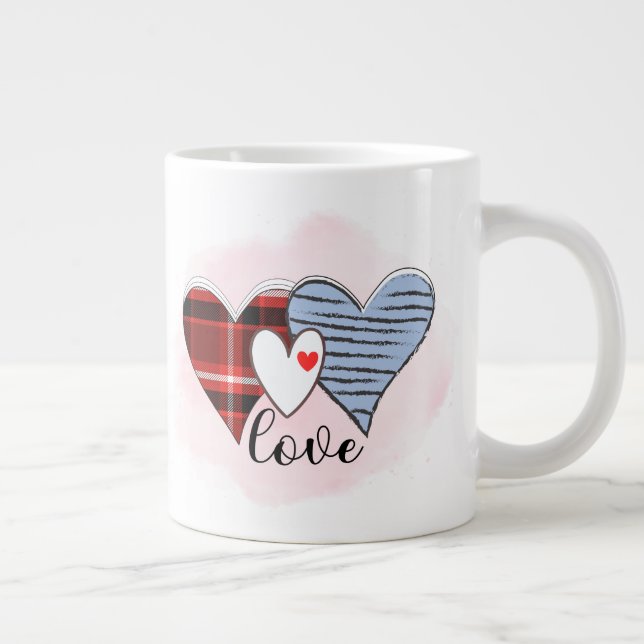 Caneca De Café Grande Xadrez, Zebra e Letra de Amor (Direita)