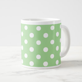Caneca De Café Grande Xic Jumbo Coffee Mug: Polkas brancas em verde