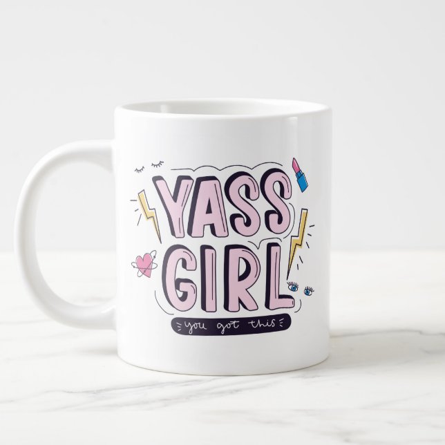 Caneca De Café Grande Yass Girl | Você Recebeu Isso (Esquerda)