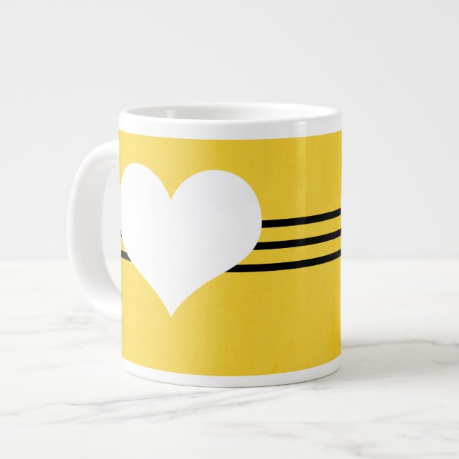 Caneca De Café Grande Yellow Modern Heart Jumbo Mug (Frente Esquerda)