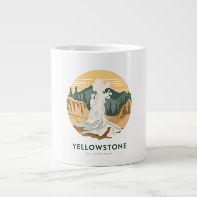 Caneca De Café Grande Yellowstone National Park Adventure (Frente)